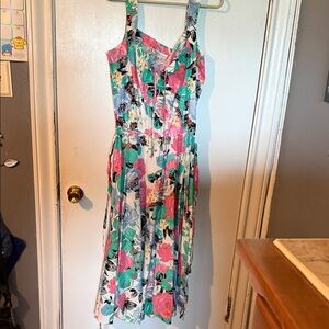 Vintage Floral Sundress 100% Cotton Timeout Brand